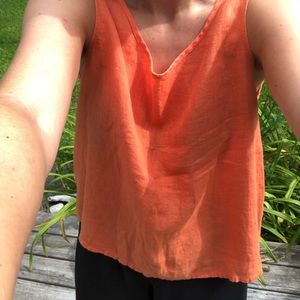 Flax linen orange tank top
